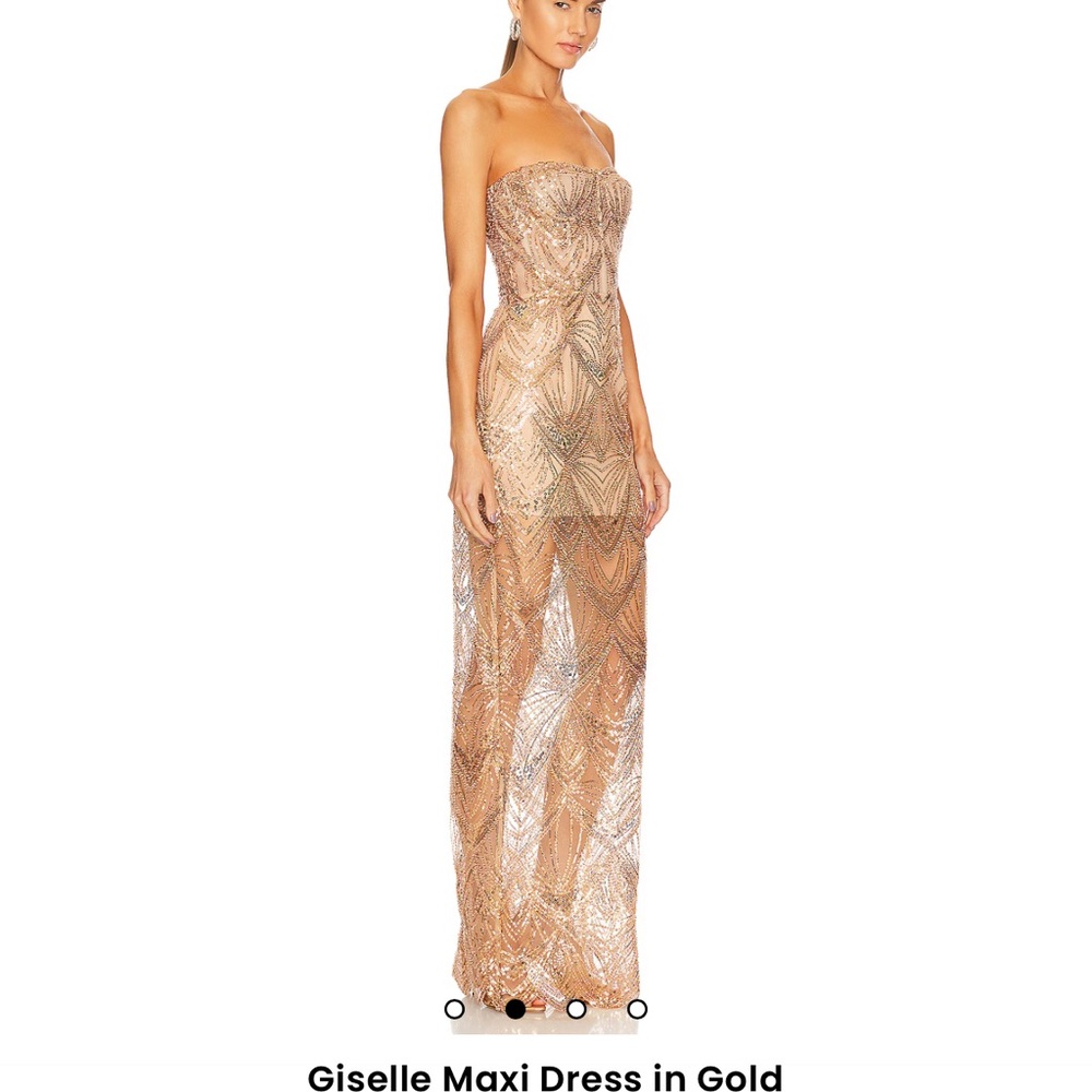 Elegant Gold Strapless Maxi Dress